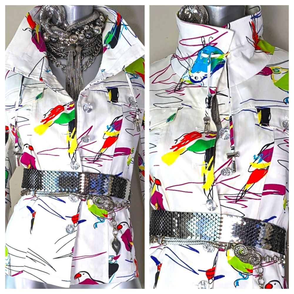 Novelty Print Button Down "Art to Wear" Vintage Artistic Jacket